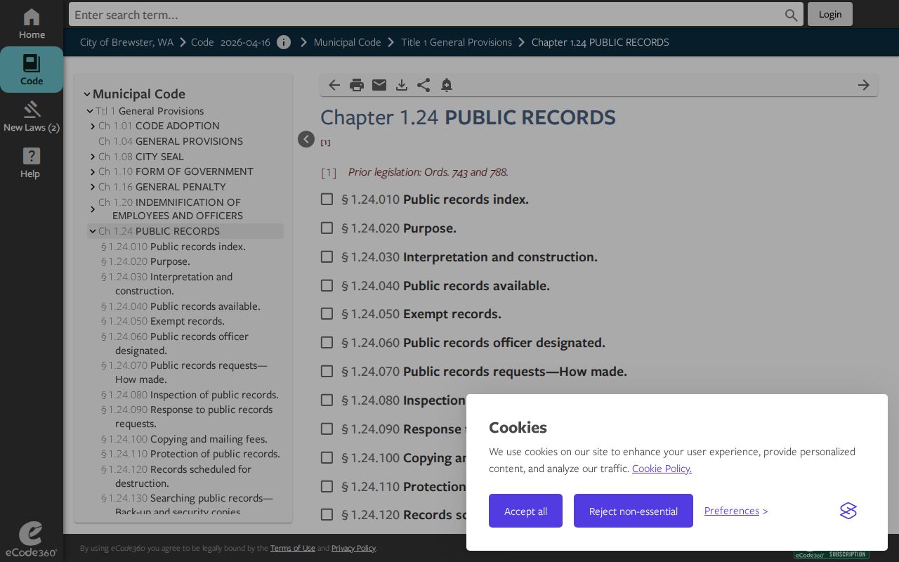 Brewster public-records procedure for arrest-record requests